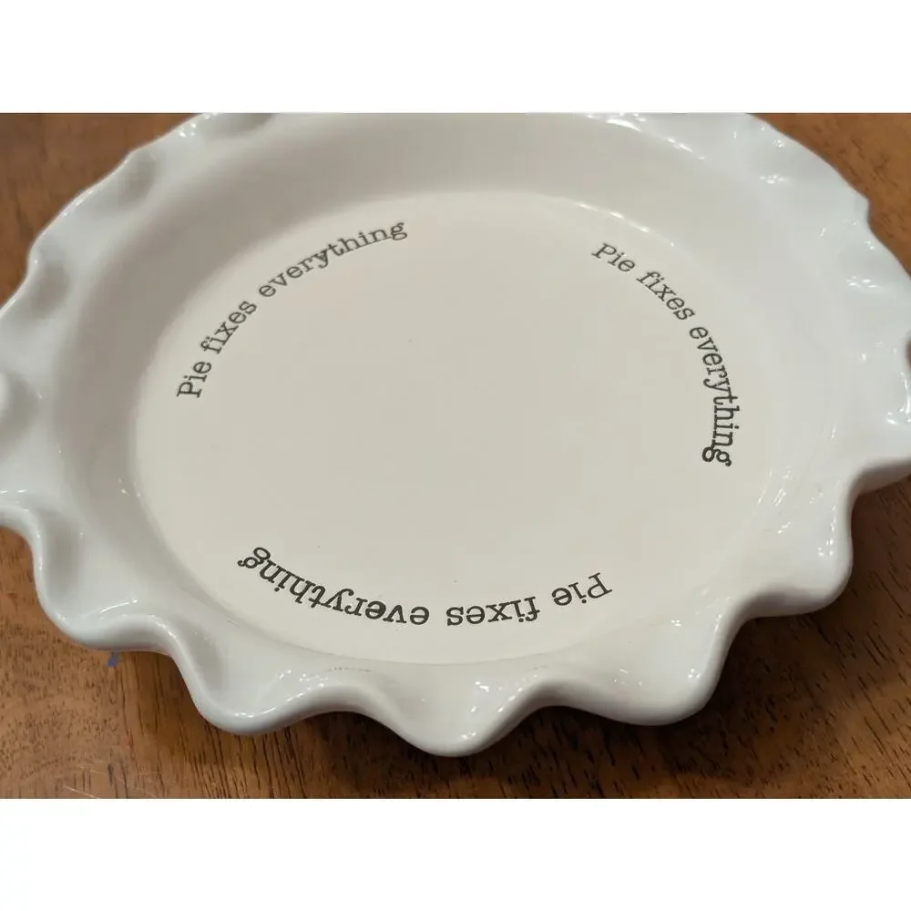 Mud Pie Pie Fixes Everything Fluted Ceramic Pie Plate 11 in.